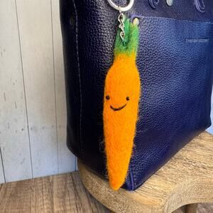 Carrot Bag Charm Fun Felted Wool Purse Charm NEW Orange Accessories NEW!